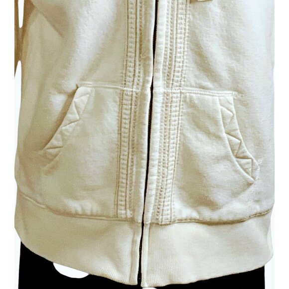 Eddie Bauer Jacket Women Large  White Full Zip Long Sleeve Hooded Sherpa Lined - Picture 9 of 11